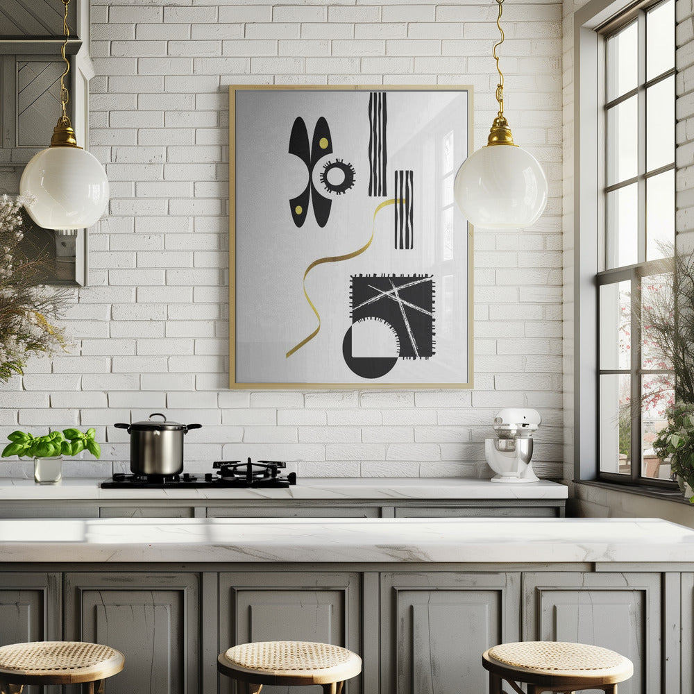 Black & White Abstract No. 3 | gold Poster